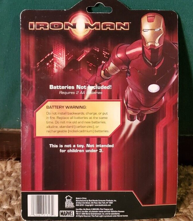 DC Comics Marvel IRON MAN push button Night Light Battery 3.5'' 2008