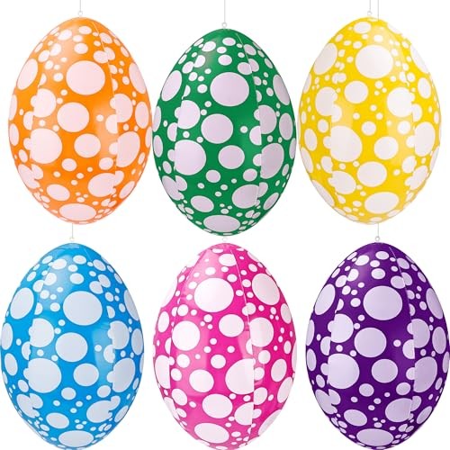 6 Pack 16 Inch Inflatable Easter Eggs Easter Blow up Egg Decor Hanging