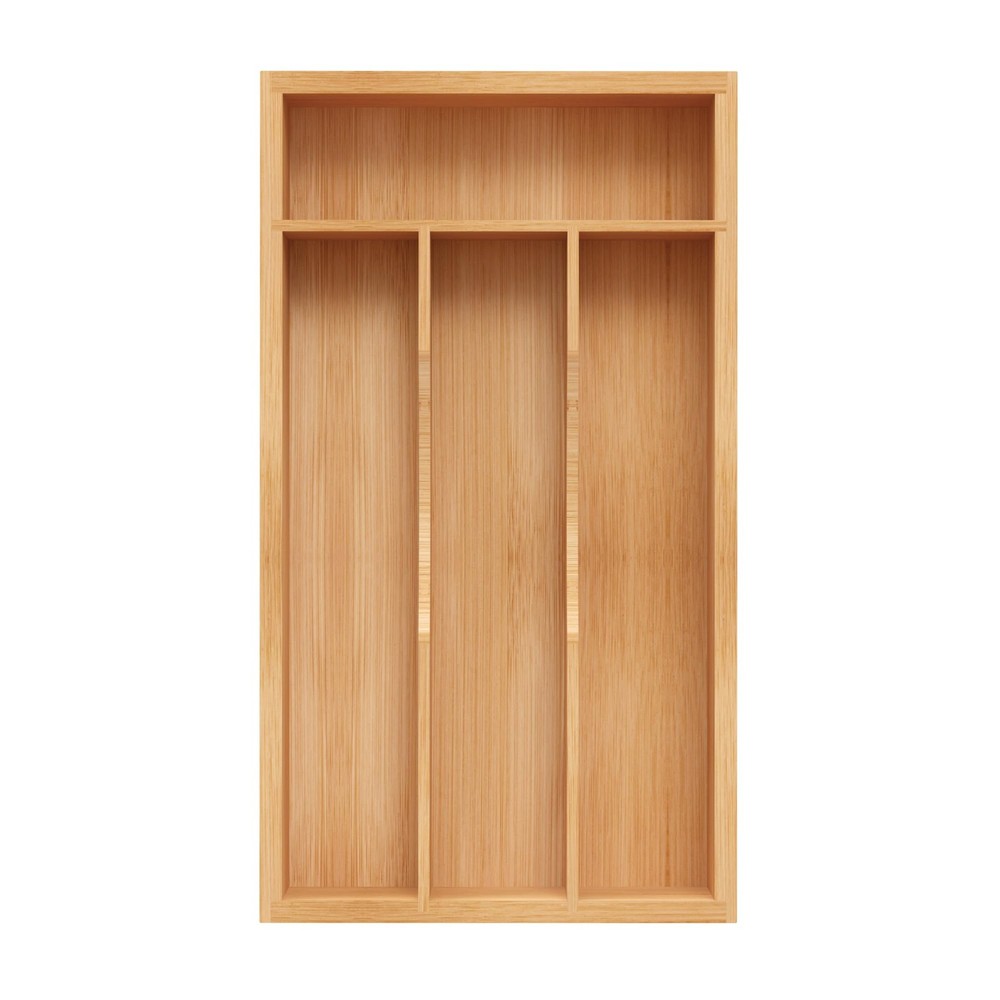 Small Silverware Organizer, Bamboo Kitchen 6.7x12 Inch, Natural
