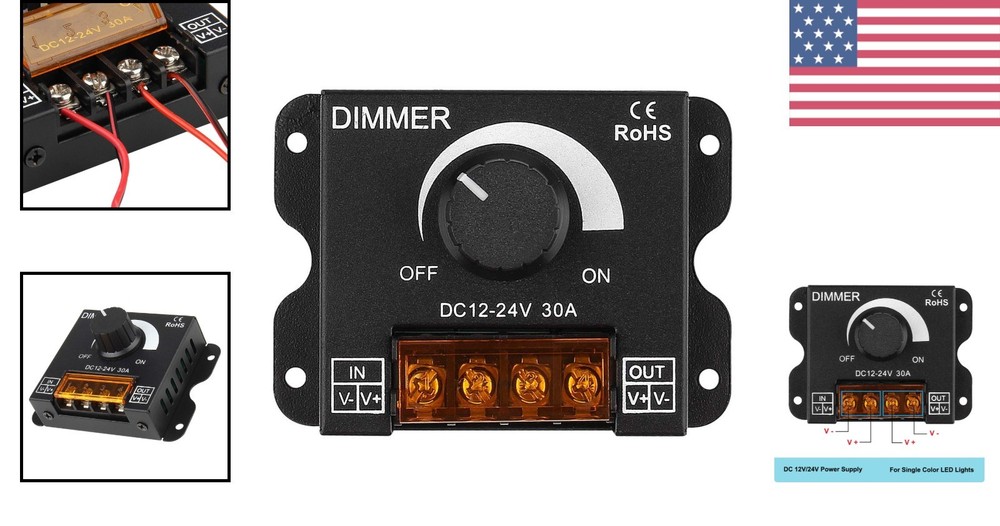 30A Wall-Mounted LED Dimmer with Adjustable Brightness for 5050 3528 Strips