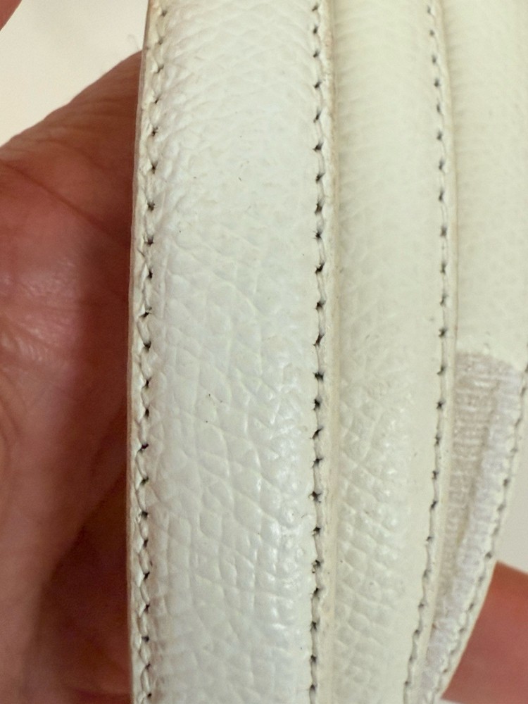 Terry Stack Size XL Minimalist Belt Off White Italian Leather Hook Loop Closure