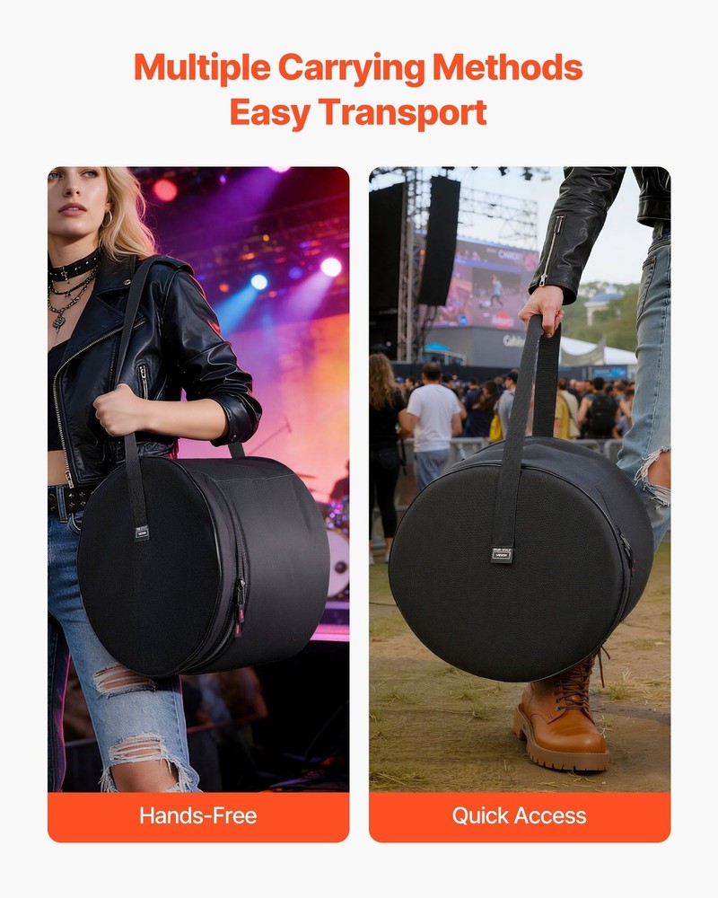 5-Pc Drum Covers: 600D Material, Shock-Absorbing, Labelled, for Live Performance