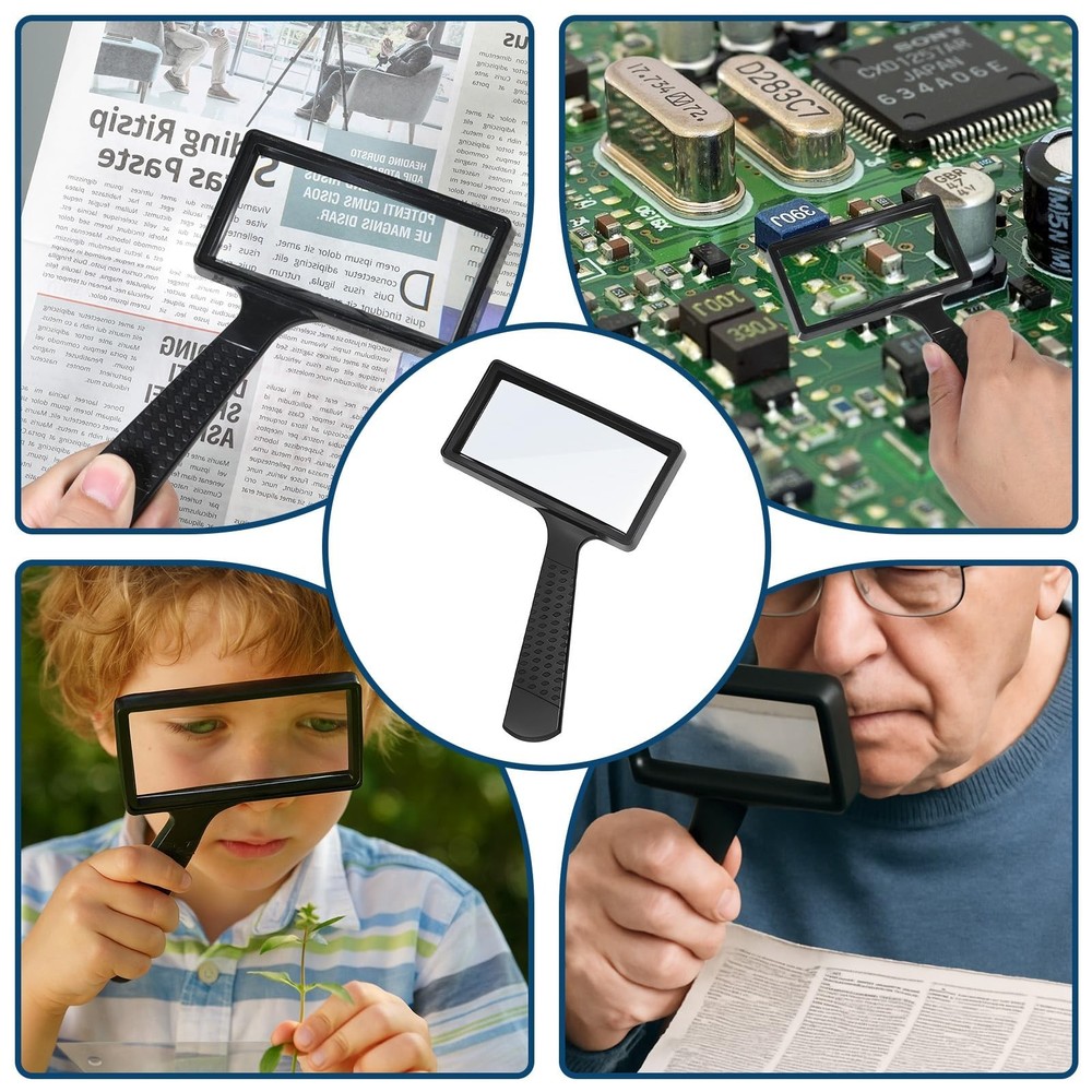 10X Large Rectangular Magnifying Glass Handheld Reading Repair Tool NEW