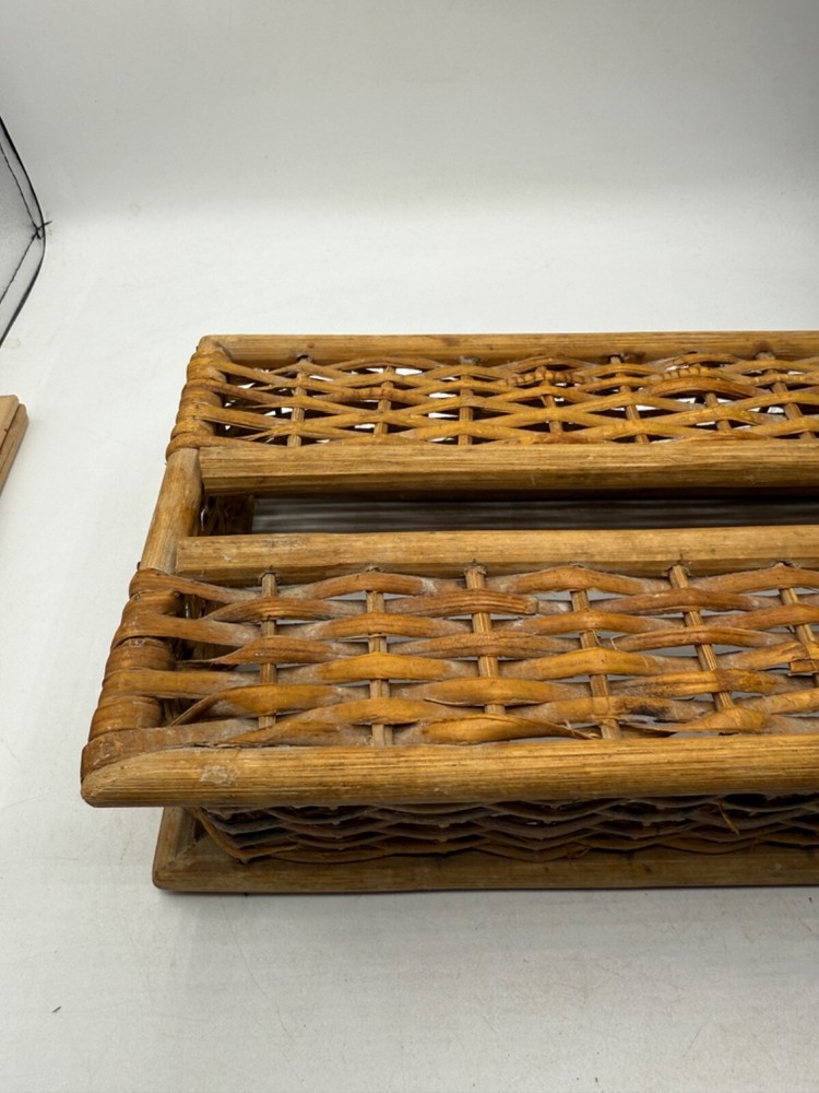Vintage Wicker Tissue Box Cover Woven Rectangular Made In Philippines
