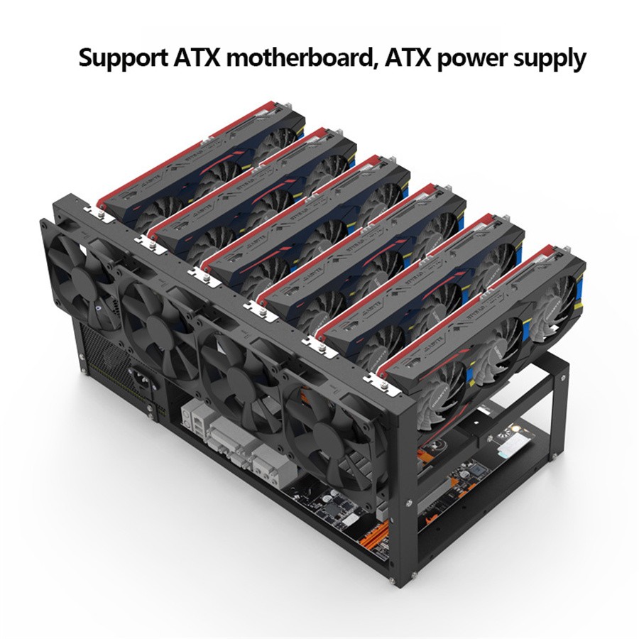 Heighten For ETH BTC Ethereum 6/8 GPU Open Air Mining Rig Frame Case Computer