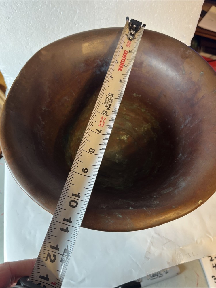 Primitive Copper Mixing Basin Rounded Base Rolled Rim Patina