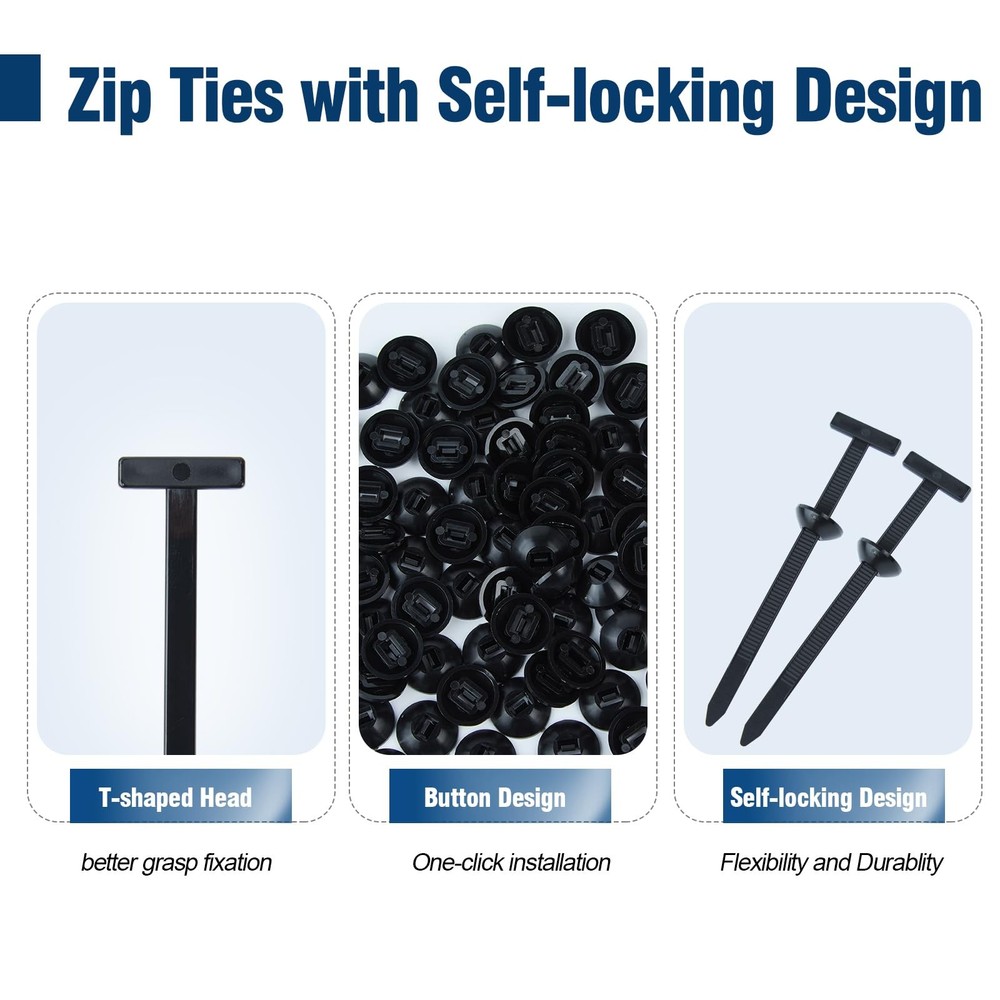 Nylon Universal Cable Tie Buckle, Multi-Functional Black Zip Ties with