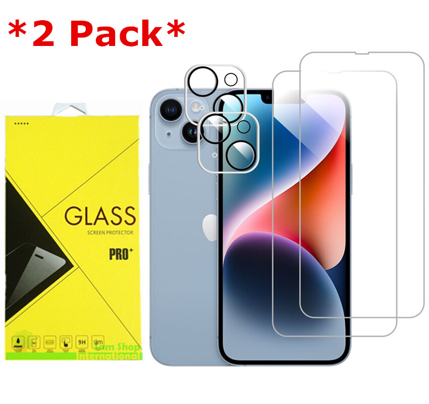 2Pack Tempered Glass Screen/Camera Protector For Apple iPhone 15 Plus/Pro Max
