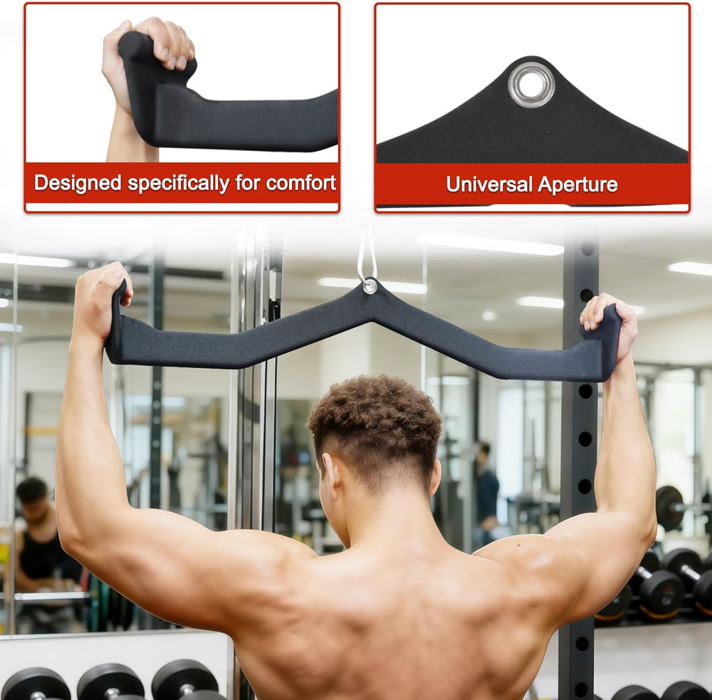LAT Pulldown Attachments, 5 Pieces Cable Machine Rowing Bar Set, Back Bicep Curl