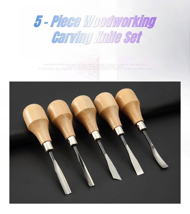 5Pcs Professional Wood Carving Hand Chisels Tools Set Woodworking Gouges Lathe