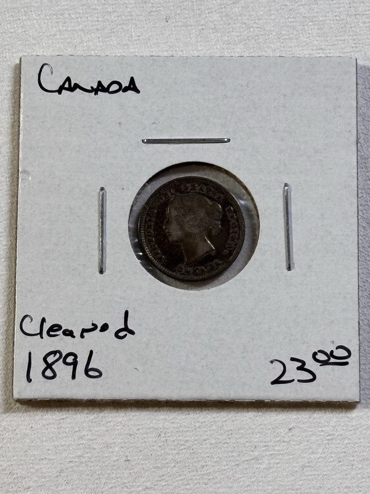 1896 Canada 5 Cents Silver Coin Cleaned