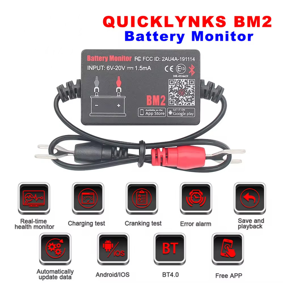 12V Car Battery Load Tester Bluetooth Cranking Charging Analyzer For IOS Android