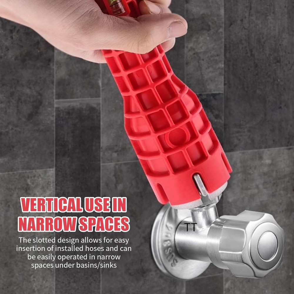 Tap Spanner Tool, 12-in-1 Multi-Functional Faucet Wrench, Comfortable Grip