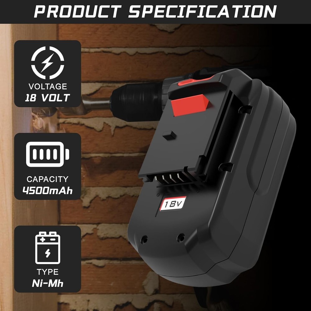 2Pack 18V 4.5Ah Replace Battery for Porter Cable PC18B 18-Volt Cordless Tools