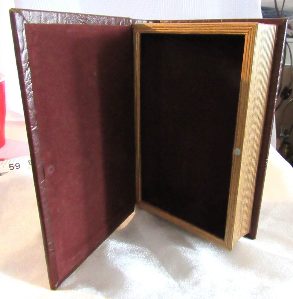 Faux Leather Book Safe Storage Box Magnetic Closure