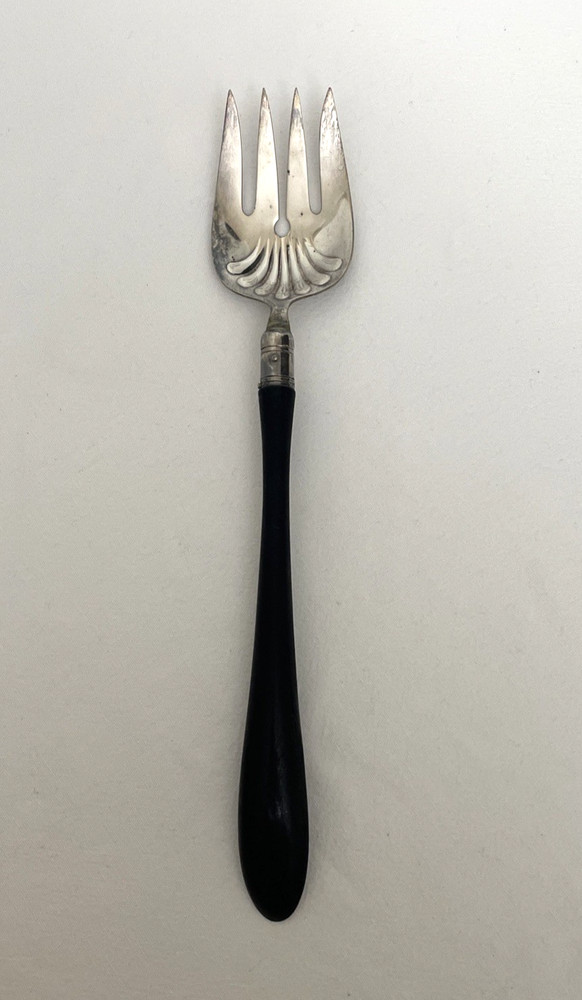 Vtg Gorham Electroplate Salad Serving Spoon & Similar Style Fork Black Handle