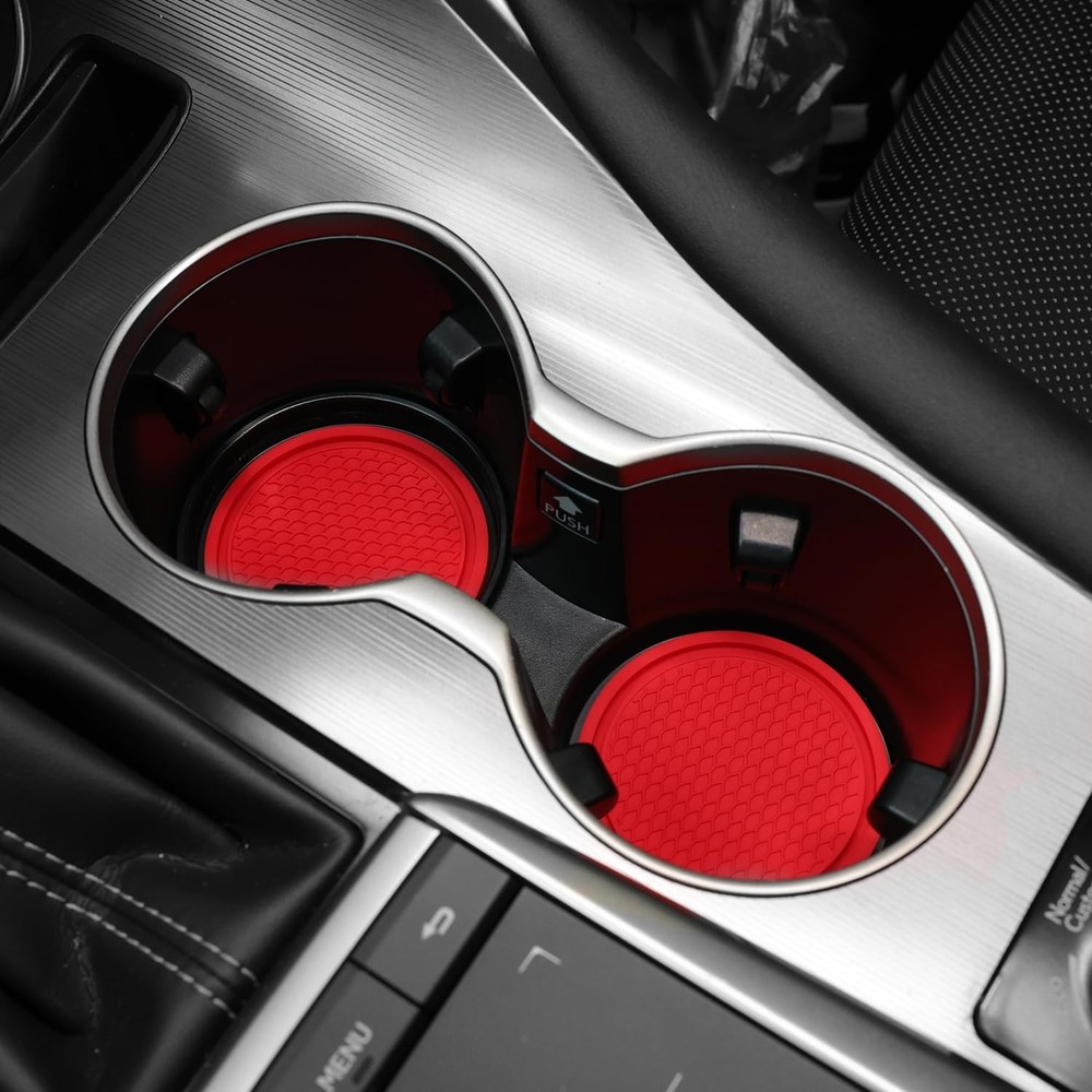 SINGARO 4PCS Non-Slip Car Cup Coasters, Silicone Interior Accessories 2.77"
