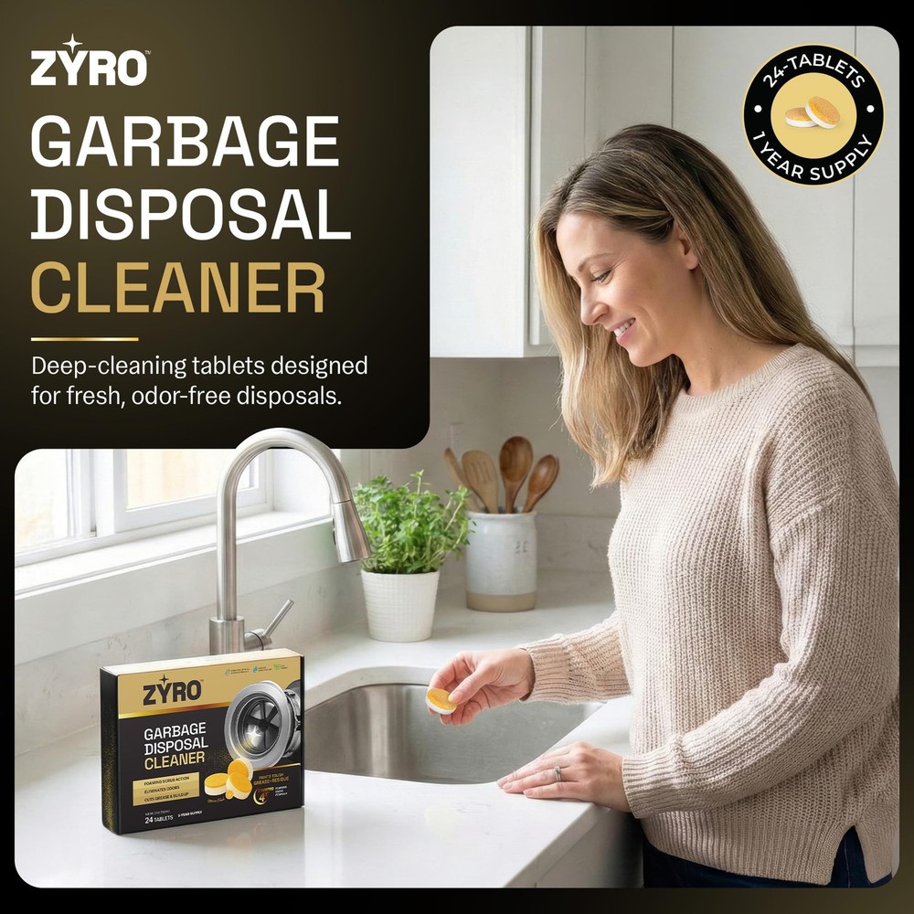 Zyro Plus Garbage Disposal Cleaner Tablets 24 Pack Deodorizer