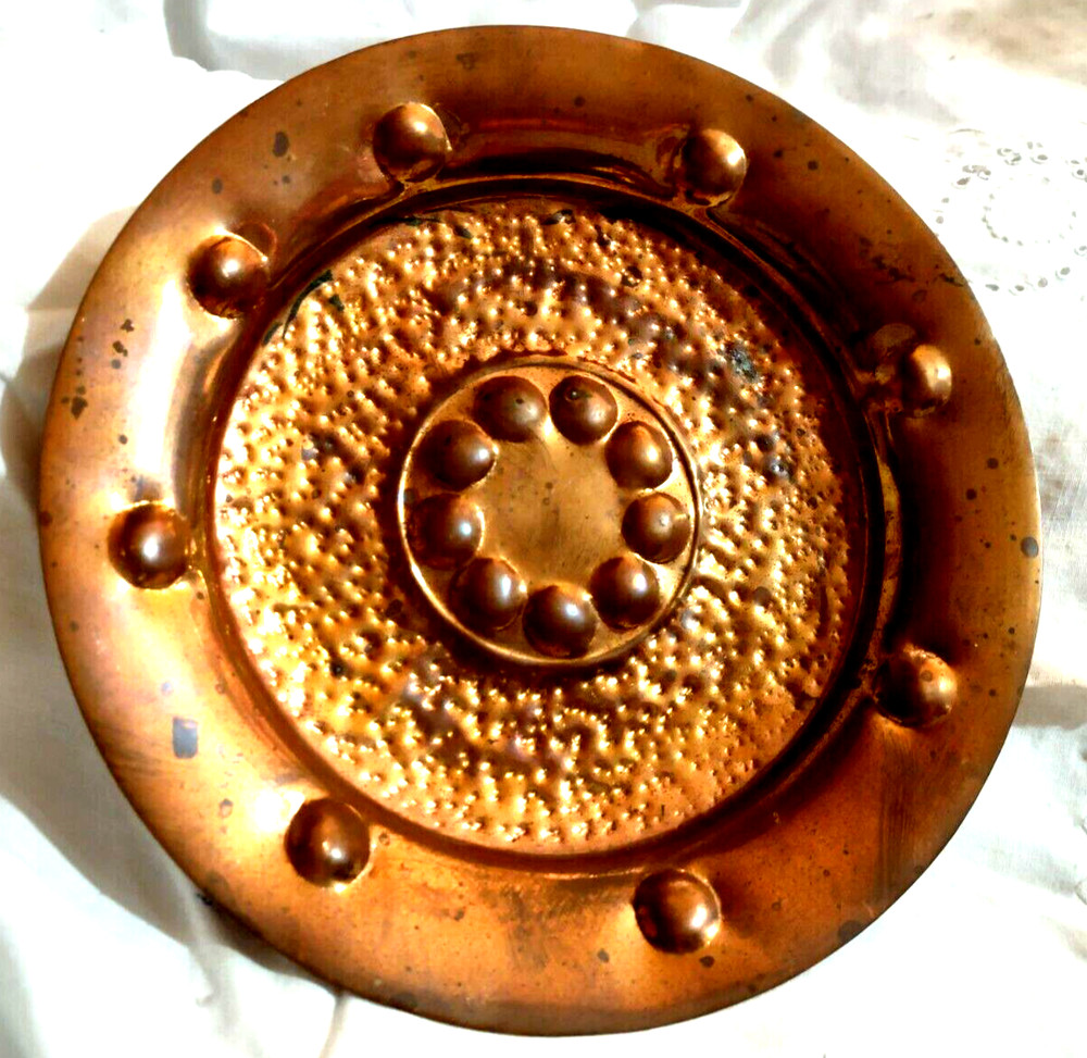 Solid Copper Copperware Plate Wall Hanging 7.25" Argentina Round Hammered