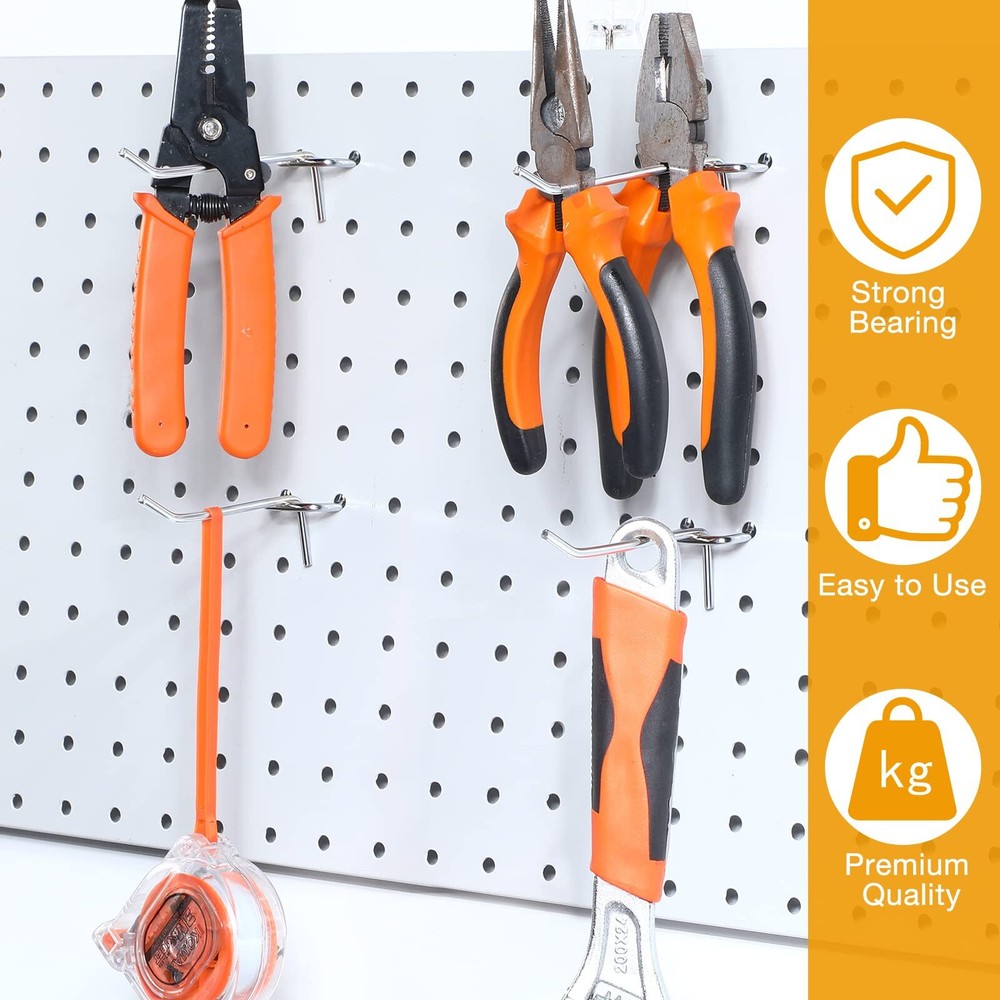 100 Pack Peg Board Hooks Stainless Steel Pegboard Hooks Shelving Pegboard Dis...