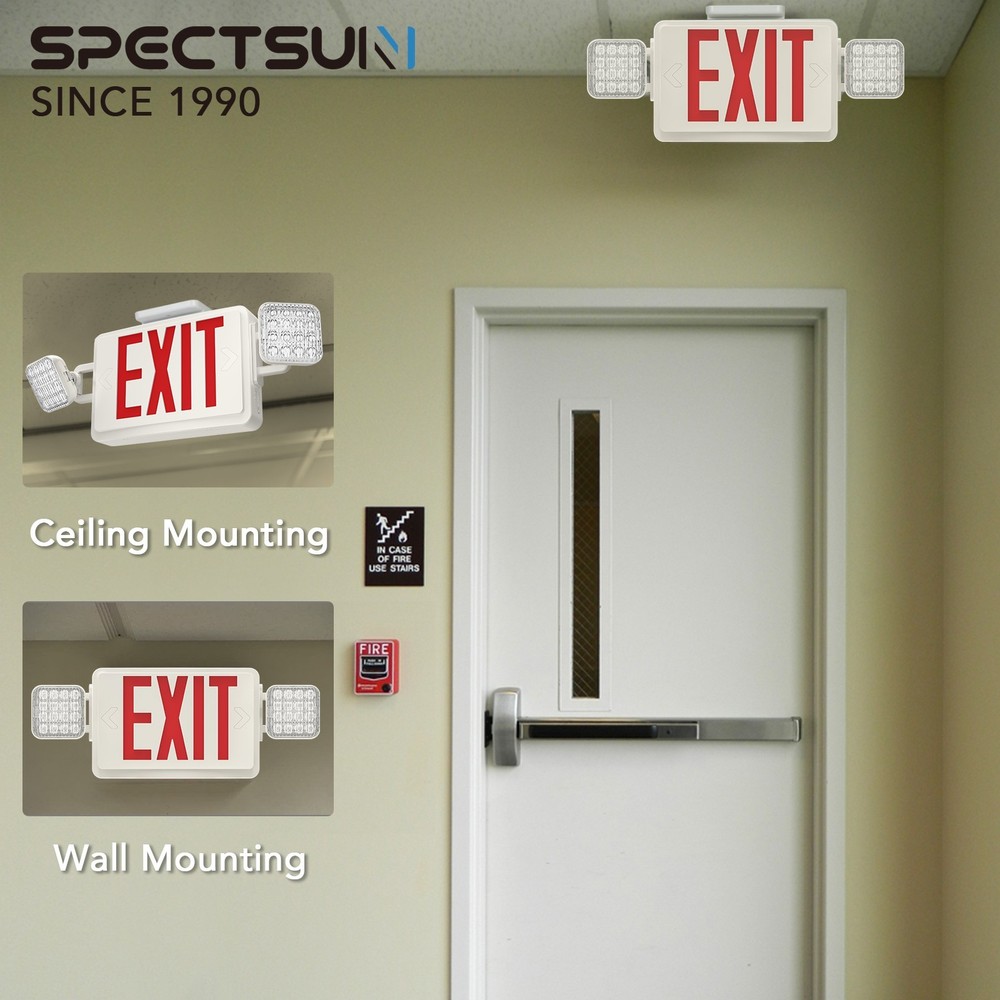 UL Listed-6 Packs Led Red Led Exit Sign Lights with Battery For Exit Light Cmbo.