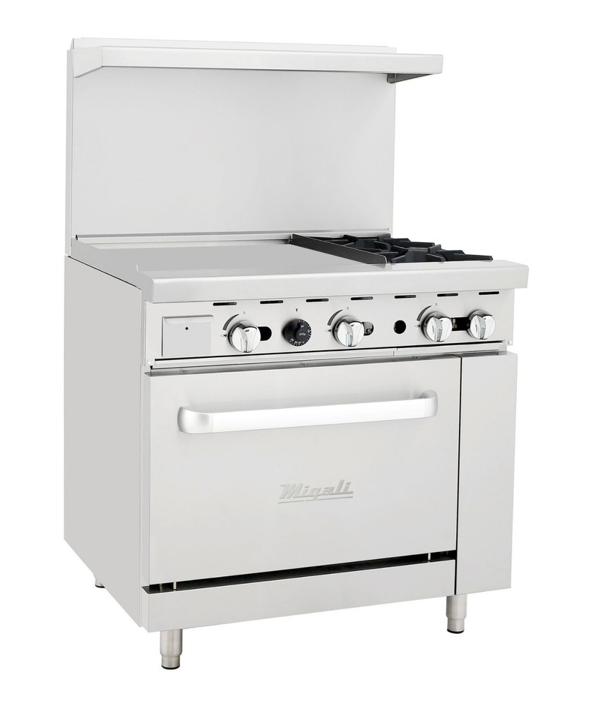 Migali C-RO2-24GL 2 Burner Range Oven with 24" Griddle Liquid Propane