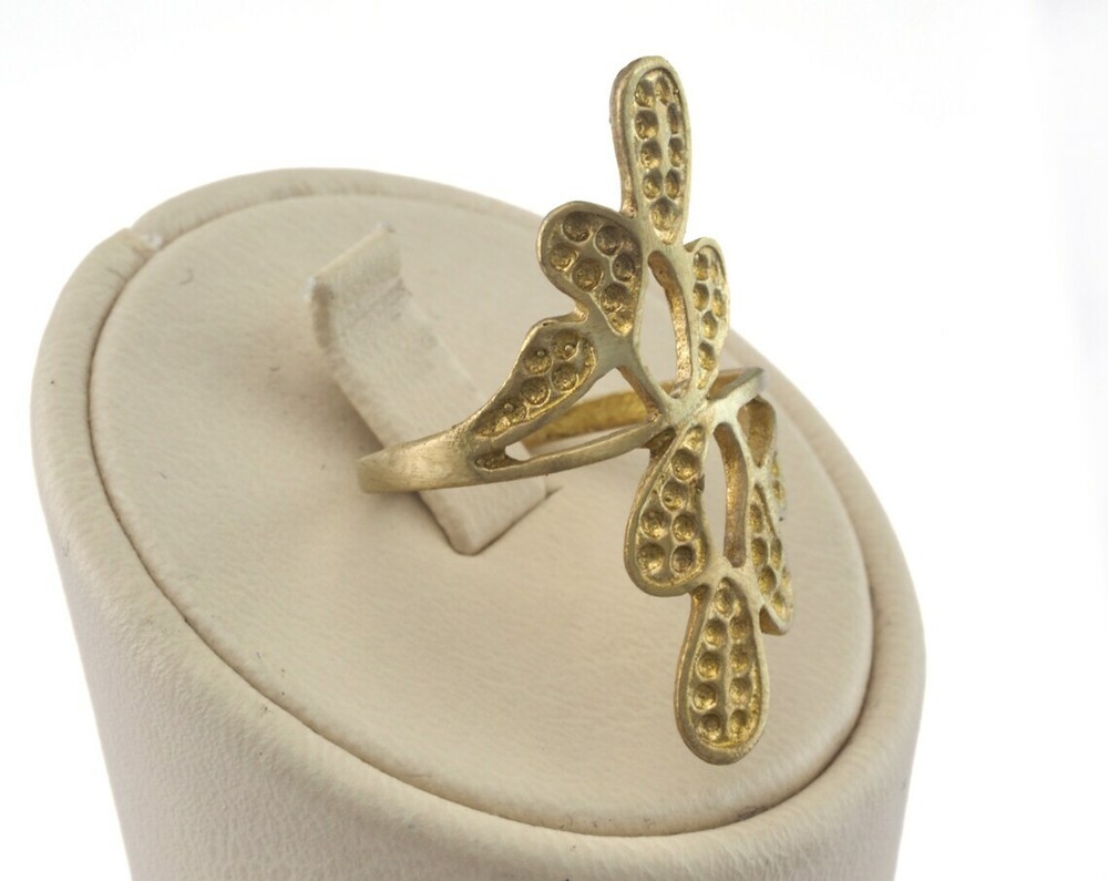 Minimalist Leaf Ring Adjustable Raw brass (18mm 8US inner size) 2643