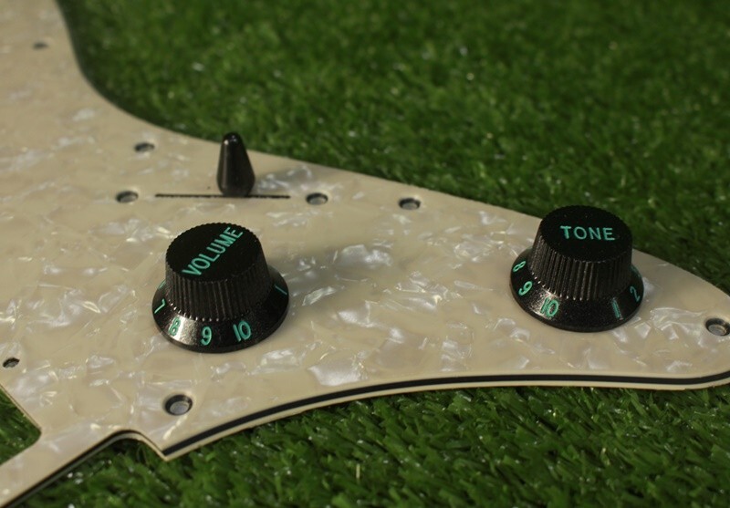 Custom Knobs Set For Ibanez Guitars w Tip - Black Sparkle