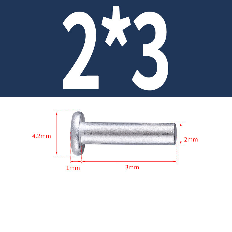 Aluminium Flat Head Solid Rivets Diameter 2mm, 3mm, 4mm, 5mm, 6mm, 8mm Rivet