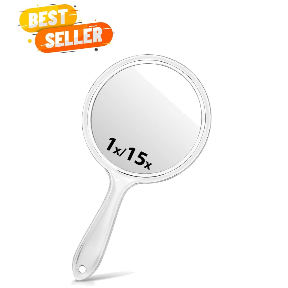 Acrylic Handheld Mirror with 1X/15X Magnification - Chic & Functional