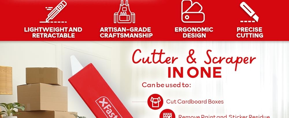 Retractable Box Cutters with Safety Scraper Bulk Cardboard and