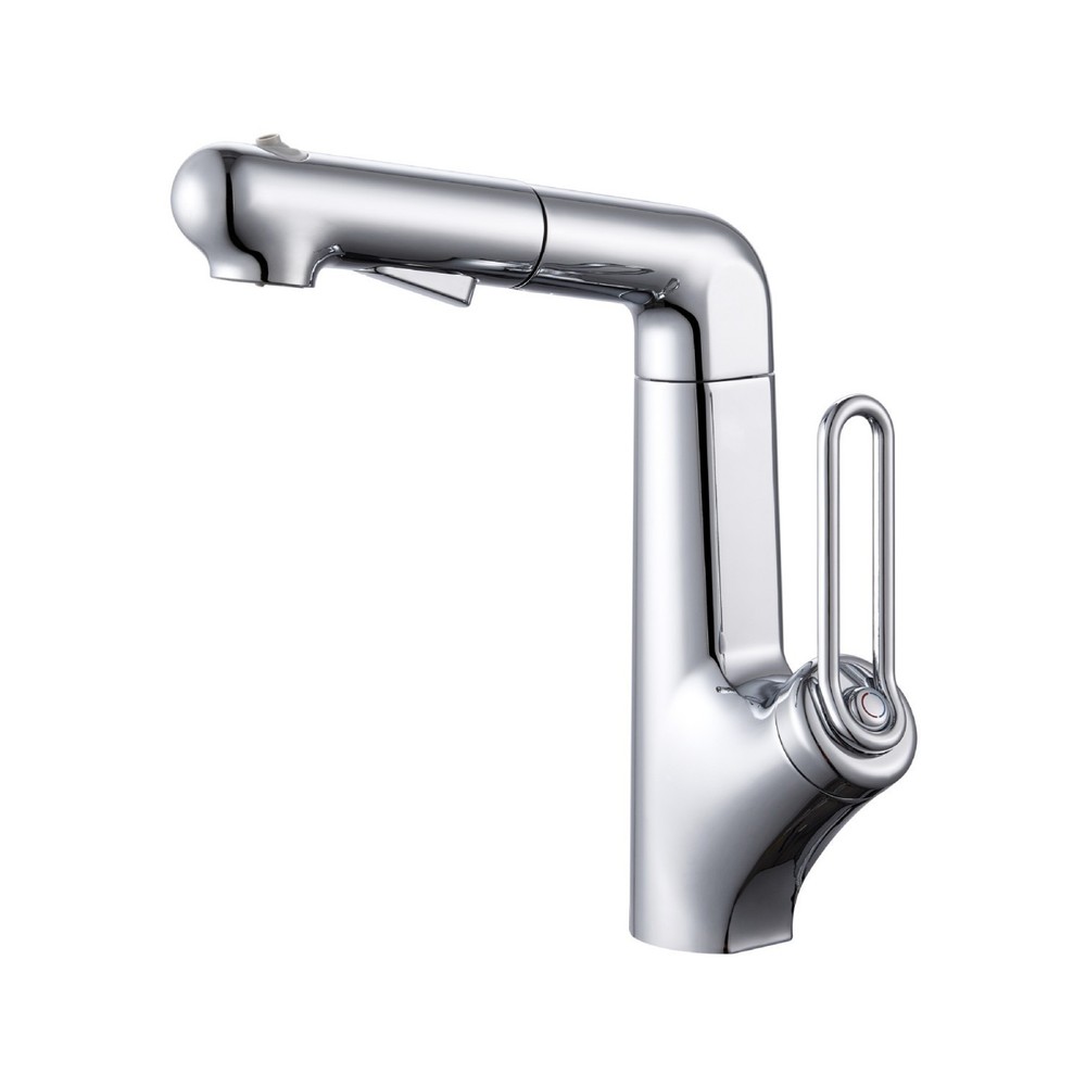 Deck Mount Soild Brass Basin Vessel Sink Faucet Pull Out Multifunction Sprayer