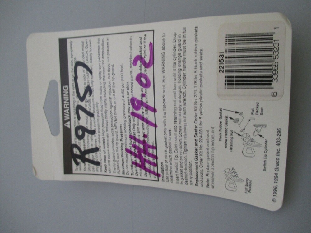 Graco 221531 Switch Tip