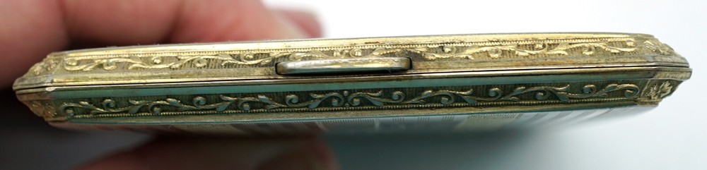 Antique Sterling Silver & Glit Engine Turned Design Cigarette Case