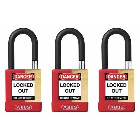 Abus 20076 Keyed Padlock, Open, Rectangular Steel Body, Hardened Steel Shackle,