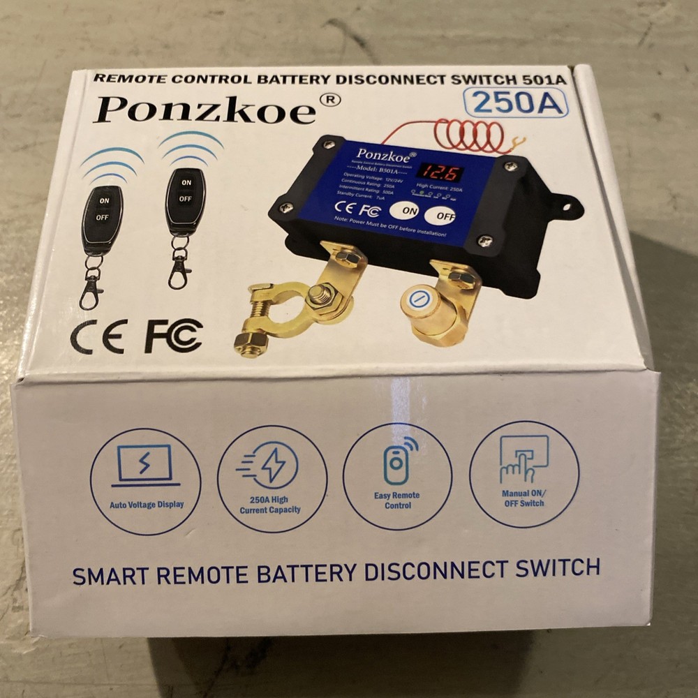 250A Smart Remote Battery Disconnect Switch 12V 24V - Quick Kill Switch for Car,