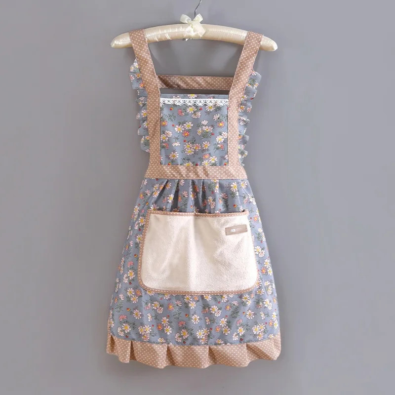 Cute Print Apron with Pockets Baking Kitchen Aprons for Cooking Adjustable
