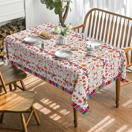 Mexico Tablecloth 60x140 Inch Rectangular, 60" x 140" (Rectangular) White