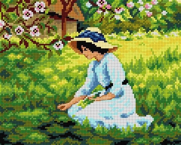 Orchidea Needlepoint canvas for halfstitch without yarn after Arthur Hacker -...