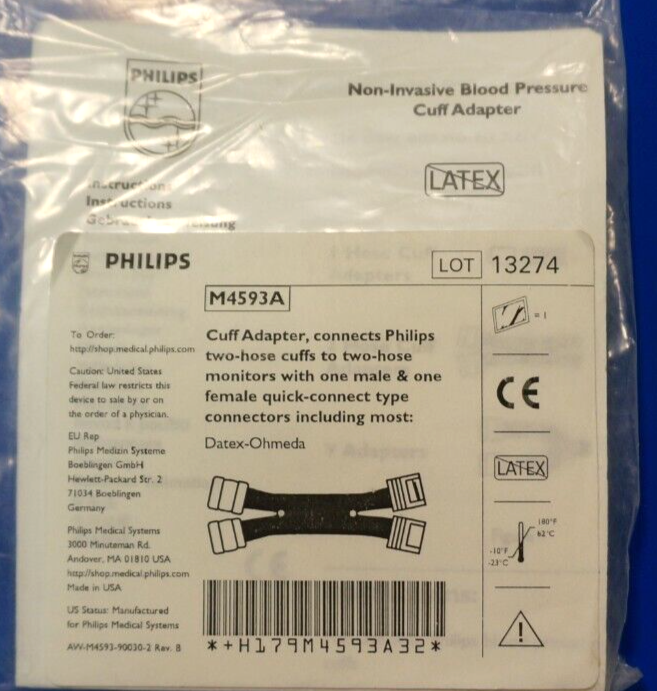 Philips M4593A Cuff Adapter Male & Female Quick Connect