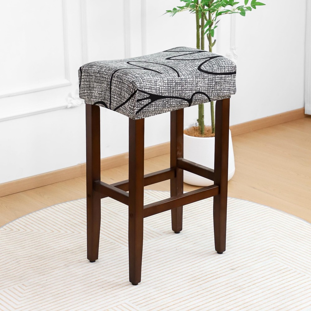 Waterproof Bar Stool Covers Rectangle Set of 4 Stretchable Patterned Seat Cov...
