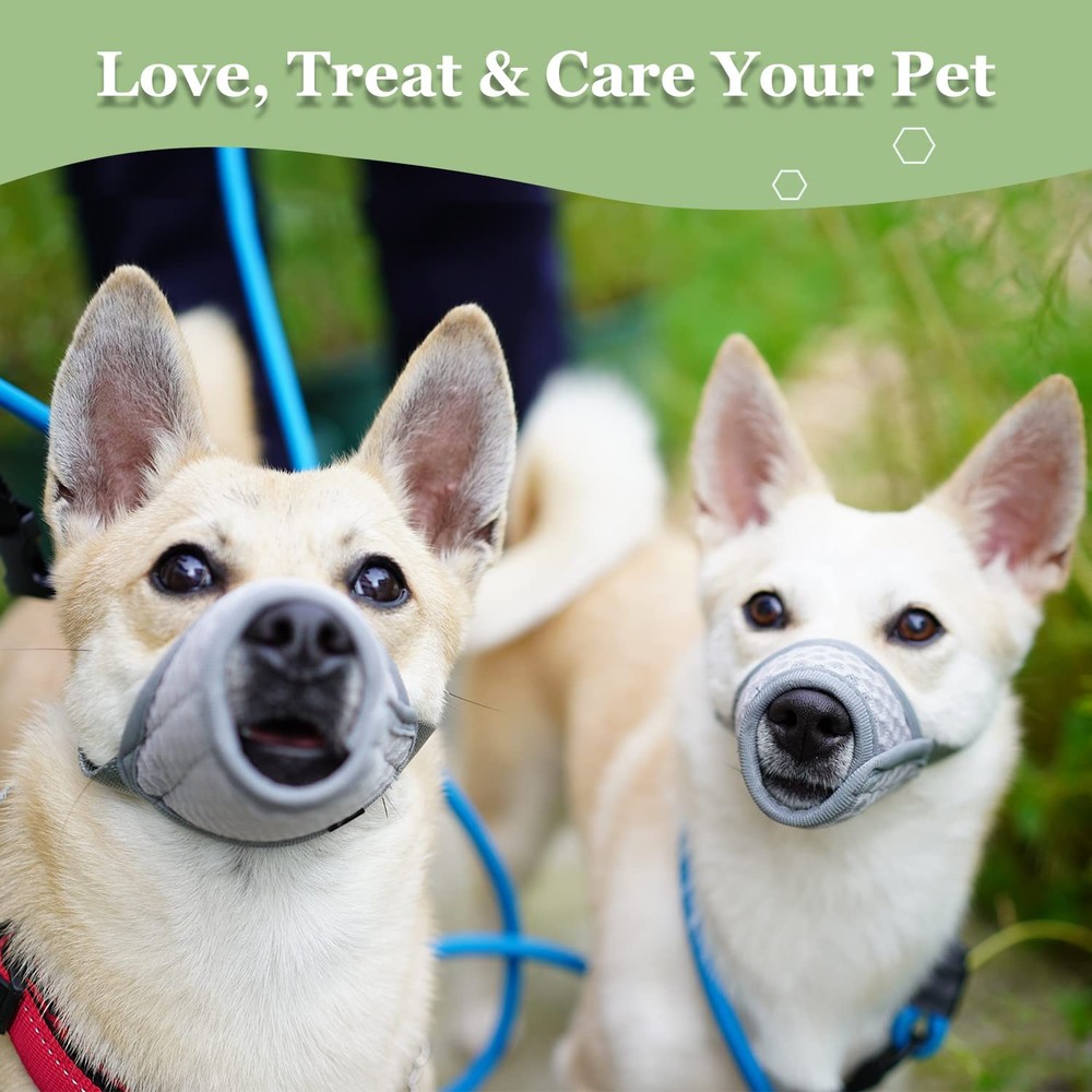 Mayerzon Dog Muzzle, Puppy Soft Mesh Muzzle for Small S-(Snout 6¼”-7”), Grey