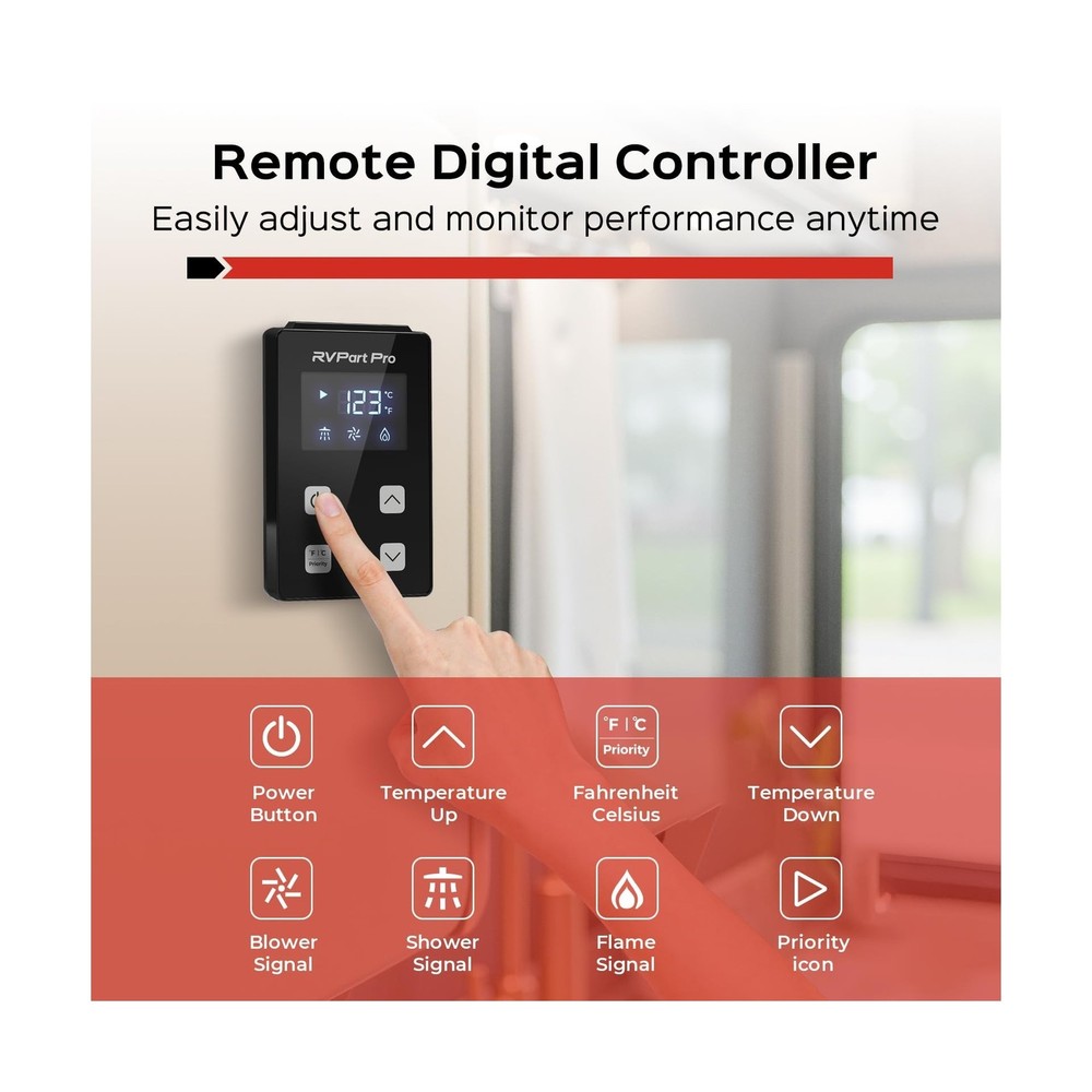 RV Tankless Water Heater, RVPart Pro GT60, with 15"x15" Black Door and Remote...