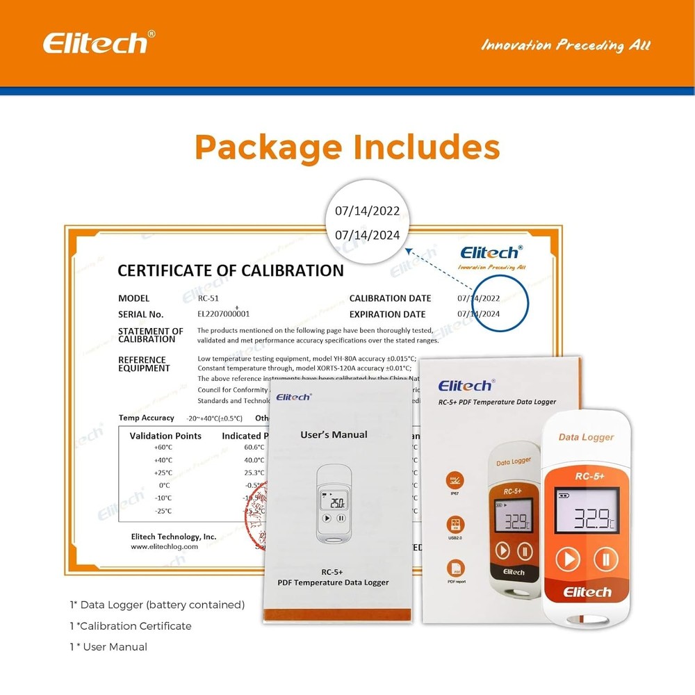 High Accuracy USB Temperature Data Logger - 32,000 Points, Reusable, Waterproof