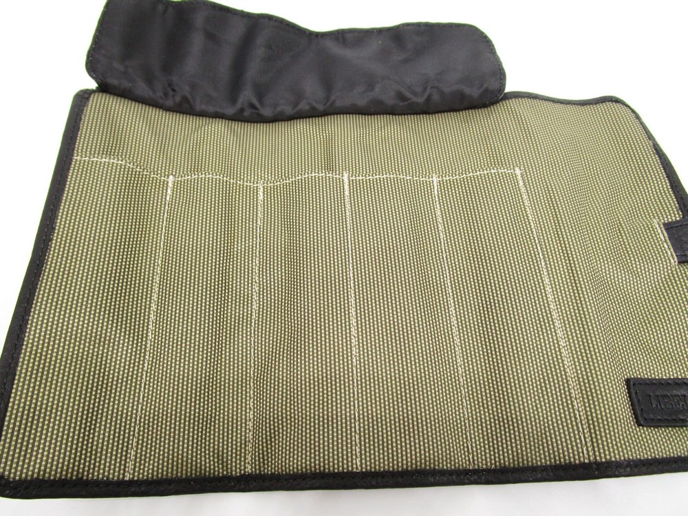 Libelle Black Full Grain Leather 5 Pen Roll Case