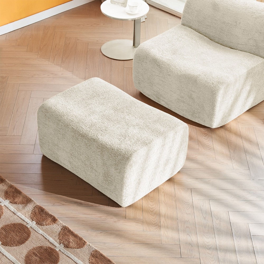 Space-Saving Single Foam Sofa Chair with Footrest & Pillow