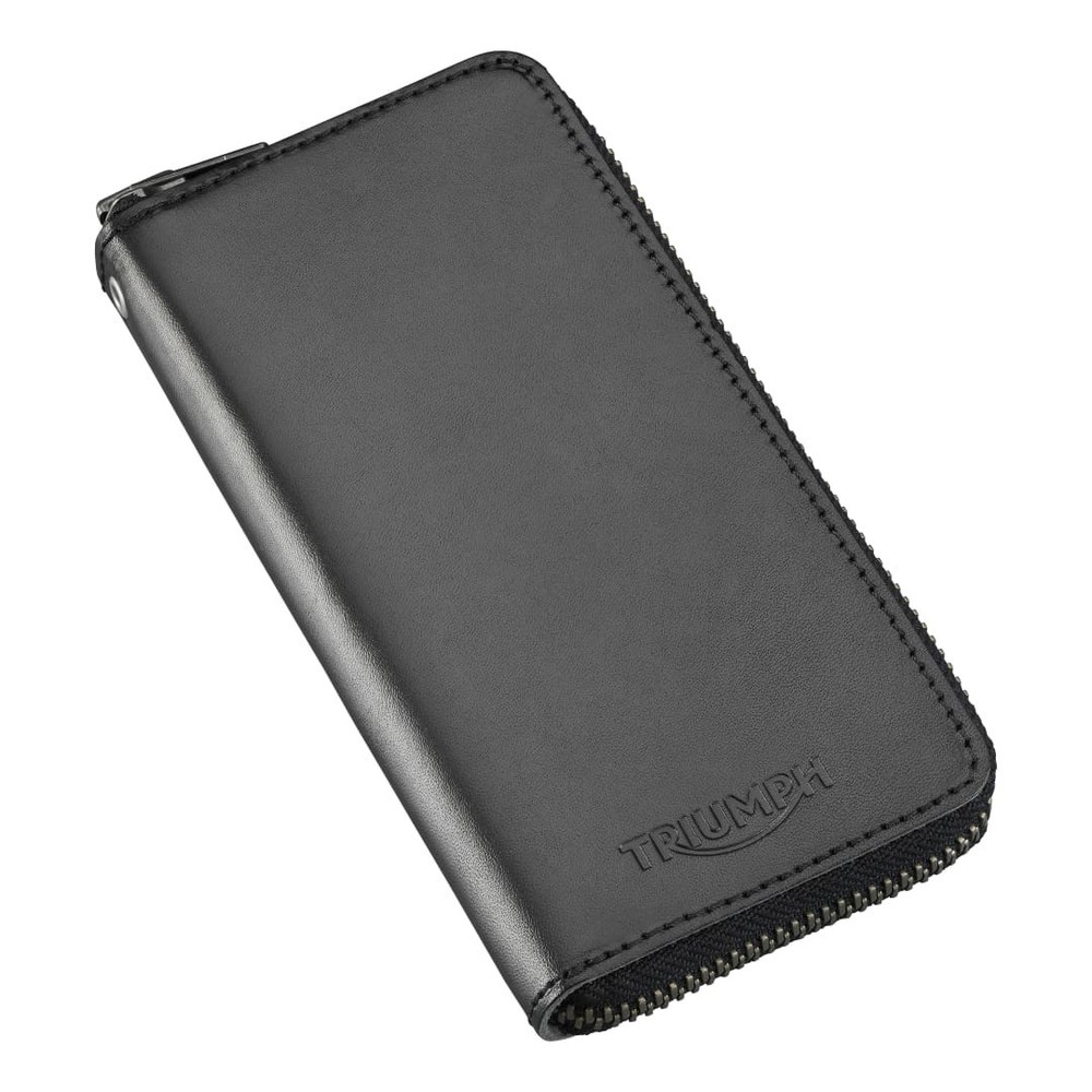 Triumph Long Zip Leather Wallet Black MACA25004