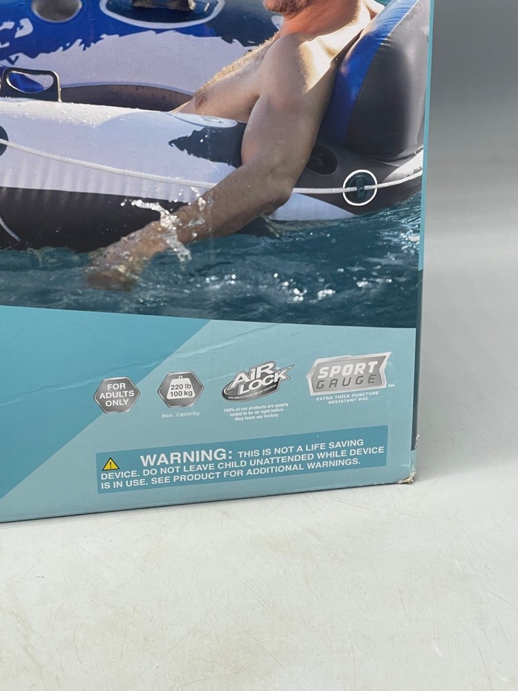 intex river run 1 lounge quantity 1 white blue 53" connect float system READ NEW