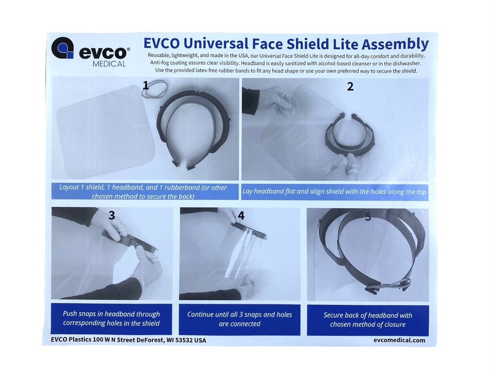 Evco 10 Pack | Clear Plastic Universal Safety Face Shield Black