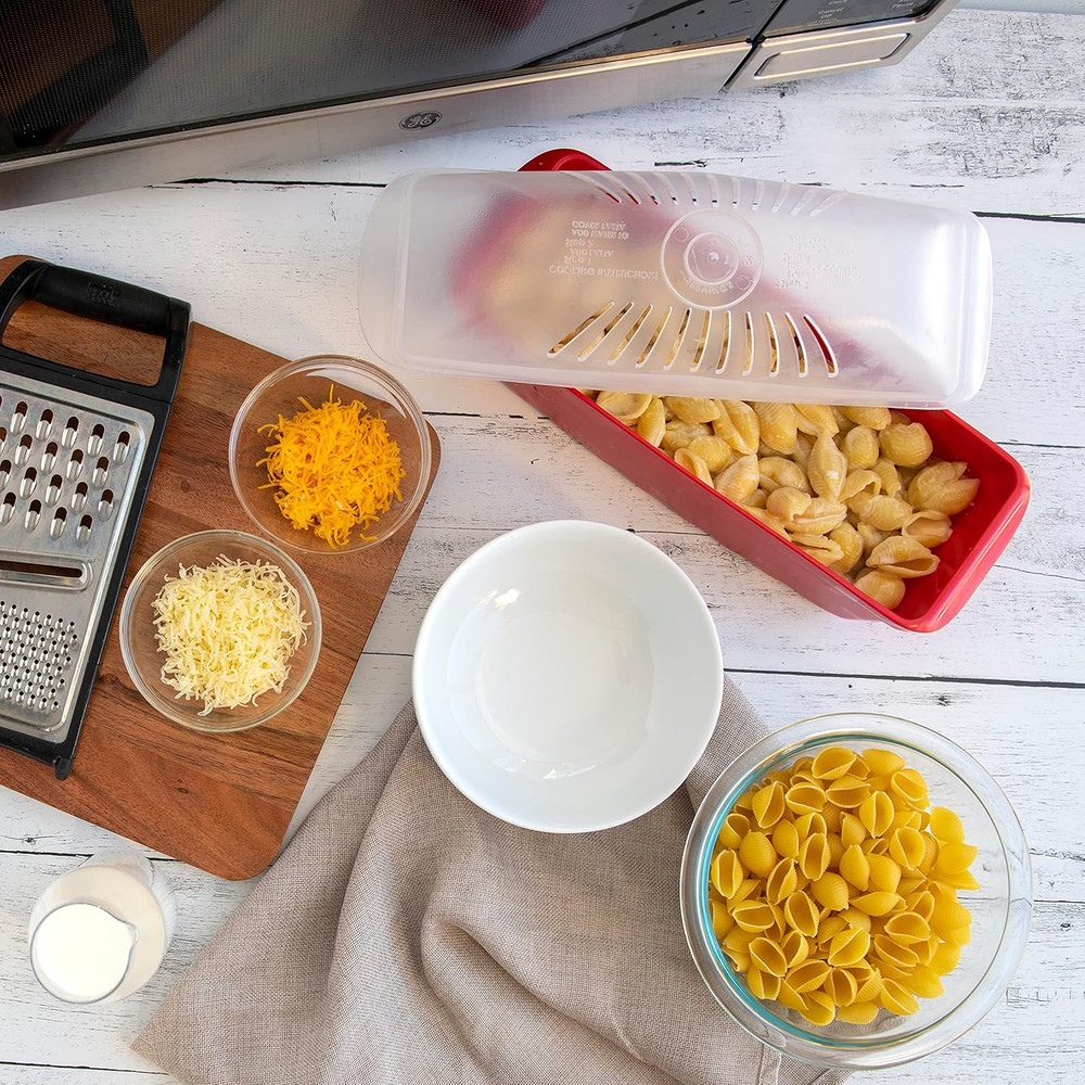Microwave Pasta Cooker, 6.4 Cup, Red